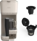 BELLA Single Serve Coffee Maker, K Cup & Coffee Ground Compatible with Removable, Adjustable Drip Tray, Auto Shutoff & Reusable Dishwasher Safe Accessories, Brews 6oz to 14oz, 1000 Watt, Oatmilk - Image 2