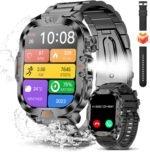 BRUBOSES Smart Watch for Men Military Answer/Make Call 2.01″ Display 170+ Sports Modes Fitness Smart Watch IP68 Waterproof 30 Days Standby Smartwatch for Android iOS Black (2 Straps) - Image 2