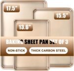 Baking Sheet Pan Set of 3, Commercial Cookie Sheets for Baking, Nonstick Half/Quarter/Jelly Roll Pans Replacement Toaster Oven Tray, Heavy Duty & Easy Clean, Champagne Gold - Image 2