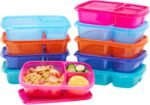 Bentgo Easyboxes - Original Stackable Lunch Boxes - Reusable 3-Compartment Food Containers for Kids and Adults - Bento Lunch Box for Meal Prep, School, & Work - BPA Free, Set of 10 (Jewel Brights) - Image 2
