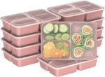 Bentgo Prep - 20-Piece 3-Compartment Reusable Meal Prep Containers with Lids, PFAS & BPA Free Materials, Durable, Microwave, Freezer, & Dishwasher Safe To Go Food Storage (Rosette Glitter) - Image 2