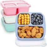 Bento Box For Kids, 4 Pack 3 Compartments Meal Prep Containers Reusable Lunch Containers, Food Storage Containers With Lids, Stackable Snack Boxes for School, Work, and Travel - Image 2