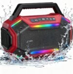 Bluetooth 6.0 Speaker, 80W(Peak) Loud Speaker with Bass, 30H Working Time, IPX6 Waterproof Large Jobsite Speakers with TWS, RGB Lights for Work, Outdoor, Workshop, Garage (Red) - Image 2