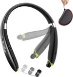 Bluetooth Headphones, Upgraded Foldable Wireless Neckband Headset with Retractable Earbuds, Noise Cancelling Stereo Earphones with Mic for Workout, Running, Driving (with Carry Case) - Image 2