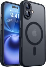 CANSHN Magnetic for iPhone 16 Case, Upgraded [Full Camera Protection] [Compatible with Magsafe] [Translucent Matte] Shockproof Protective Phone Case for iPhone 16 - Black - Image 2