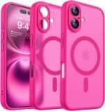 CANSHN Magnetic for iPhone 16 Case, Upgraded [Full Camera Protection] [Compatible with Magsafe] [Translucent Matte] Shockproof Protective Phone Case for iPhone 16 - Hot Pink - Image 2