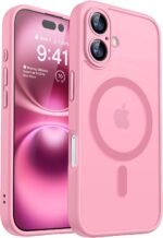 CANSHN Magnetic for iPhone 16 Case, Upgraded [Full Camera Protection] [Compatible with Magsafe] [Translucent Matte] Shockproof Protective Phone Case for iPhone 16 - Pink - Image 2