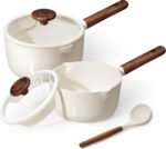 CAROTE 2QT & 3QT Sauce Pan Sets with Lid & Ladle Ceramic Nonstick Pot Set Non Toxic Saucepan Small Kitchen Cooking Pots, Easy to Clean, Induction Comptable, PFAS PTFE Free - Image 2