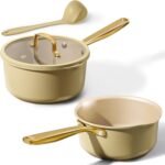 CAROTE 2Qt & 3Qt Nonstick Sauce Pan Set, Saucepan with Durable Cast Steel Handle, Oven-Safe, PFOS PFOA Free, Compatible with Gas/Electric/Induction Stovetops, Dishwasher Safe, Aluminum - Image 2