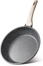 CAROTE Non Stick Frying Pan Skillet, Omelet Pan, Healthy Non Toxic Granite Chef Pan, Induction Compatible Egg Frying Pan with Heat-Resistant Handle, PFOA-Free,Black, 12" - Image 2