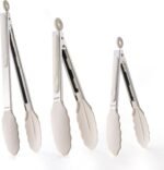 CAROTE Tongs for Cooking Heat Resistant Stainless Steel Kitchen Tongs with Non Scratch Silicone Tips, Perfect for Nonstick Cookware, BBQ Tongs Set of 3 (7"+9"+12") - Image 2