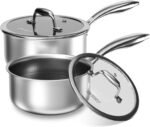 COOKER KING Sauce Pan Set, 1.5 QT & 2 QT Saucepan with Lid, Hybrid Ceramic Nonstick Saucepan, non stick Sauce pot, Stainless steel Cookware, Induction Compatible (PFAS/PFOA/PTFE Free) - Image 2