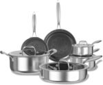 COOKER KING Stainless Steel Cookware Set, Pots and Pans Set Non Stick, Hybrid Ceramic Cookware,Non-Stick Frying Pans, Saucepans, Saute Pan & Stock Pot, Non-Toxic, Oven Safe, Induction Compatible - Image 2