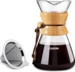 COSORI Pour Over Coffee Maker with Double Layer Stainless Steel Filter, 8-Cup, 34oz, Drip Coffee Maker, Coffee Dripper Brewer, High Heat Resistant Carafe, also for Camping, Hiking - Image 2