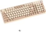 COVEVA Wireless Bluetooth Keyboard - Full Size Retro Round Typewriter Style Wireless Keyboard with 2.4GHz & Bluetooth Dual-Mode Compatibility for PC, Laptop, Windows, Mac, and More (Milk Tea) - Image 2