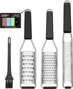 Cambom Lemon Zester Grater Three-piece Suit - Heavy Duty Kitchen Tool for Parmesan Cheese, Ginger, Garlic, Nutmeg, Chocolate, Vegetables，Fruits，Stainless Steel Grater Dishwasher Safe Black - Image 2