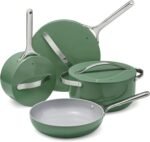 Caraway Non-stick Ceramic Cookware Set (12 Piece) Pots, Pans, Lids and Kitchen Storage - PFAS & PFOA Free - Oven Safe Pan Set & Compatible with All Stovetops - Sage - Image 2