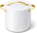 Caraway Stock Pot - 12 Qt Ceramic Coated Pot With Lid - Fee From Forever Chemicals - Large Pot for Bigger Batches - White - Image 2