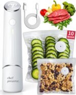 Chef Preserve Compact Vacuum Sealer for Food (Vacuum Sealer Machine + 10 Reusable Vacuum Bags) Powerful Handheld Vacuum Sealer Machine, Seal Meal Saver, Portable Food Sealer - Image 2