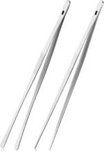 ChefBee Kitchen Cooking Tongs Tweezers - 2PCS 12" Stainless Steel Kitchen Utensils, Metal Fine Tweezers Tongs with Precision Serrated Tips for Chef, Serving Food, Grill, Culinary, Pasta, Salad, BBQ - Image 2