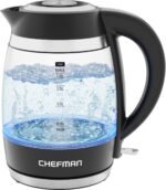 Chefman Electric Kettle, 1.8L 1500W, Hot Water Boiler, Removable Lid for Easy Cleaning, Auto Shut Off, Boil-Dry Protection, Stainless Steel Filter, BPA Free, Borosilicate Glass Electric Tea Kettle - Image 2