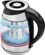 Chefman Electric Kettle with Temperature Control, 5 Presets LED Indicator Lights, Removable Tea Infuser, Glass Tea Kettle & Hot Water Boiler, 360° Swivel Base, BPA Free, Stainless Steel, 1.8 Liters - Image 2