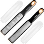 Cohesion Etched Zester & Grater Set of 2 - Kitchen Zester Tool for Lemon, Cheese, Garlic, Ginger, Nutmeg, Chocolate, Fruits, Vegetables - Sharp Premium Stainless Steel Blade with Protective Cover - Image 2