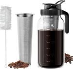 Cold Brew Coffee Maker 64oz, Iced Coffee Maker with 304 Stainless Steel Filter, Mason Jar Pitcher with Lid and Spout (Black) - Image 2
