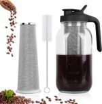 Cold Brew Coffee Maker,64 oz Mason Jar Pitcher with Stainless Steel Filter, Pour Spout Handle Lid, Heavy Duty Glass Airtight & Leak-Proof for Iced Coffee,Tea & Lemonade - Image 2