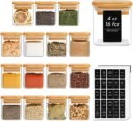 ComSaf 16Pcs Glass Spice Jars with Bamboo Lid, 4oz Airtight Square Spice Containers with 275 Black Lables, Empty Seasoning Jars for Spice Salt Sugar - Image 2