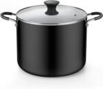 Cook N Home Nonstick Stockpot with Lid 10.5-Qt, Deep Cooking Pot Cookware Canning Stock Pot with Glass Lid, Black - Image 2