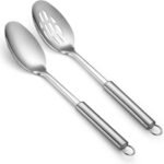 Cooking Spoons Set, ReaNea Stainless Steel Kitchen Solid Slotted Spoon, Cooking Utensils Set, Mixing, Serving, Stiring Large Spoons, Gifts for Home, Restaurant - Image 2