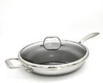 Cooksy 12 Inch Honeycomb Ceramic Surface Hybrid Stainless Steel Frying Pan with Lid New Version - Image 2