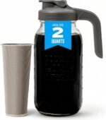 County Line Kitchen Glass Cold Brew Coffee Maker with Lid - Wide Mouth, 2 Quart (64 oz) - Heavy Duty, Leak Proof - Sun & Iced Tea Pitcher, Cold Brew Coffee, Breast Milk Storage, Water - Gray - Image 2