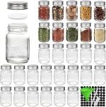 CycleMore 30 Pack 4oz Glass Mason Spice Jars, Round Spice Containers with Silver Metal Caps and Pour/Sift Shaker Lids-80pcs Labels,1 Silicone Collapsible Funnel,1 Brush and 1pcs Pen Included - Image 2