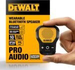 DEWALT Wearable Bluetooth Speaker (Updated Version), Clip-On Wireless Jobsite Pro Water-Resistant Portable Speaker (Non-Magnetic), Built-in Mic for Hands-Free Music/Calls, Bluetooth Speaker (Yellow) - Image 2