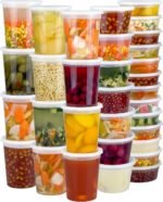 Dipoo 60 Sets (120-Piece) Deli Containers with Lids, 32/16/8 oz X 20 Set Each, Leak-Proof & BPA Free Airtight Takeout Plastic Food Storage Containers for Soup, Freezer/Microwave/Dishwasher Safe - Image 2
