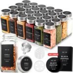 EDELHAUS Glass Spice Jars with Labels and Steel Lids (24 x 4oz) Spice Containers with 240 Label, Steel Funnel, Shaker Inserts, Empty Square Seasoning Organizer for Spice Rack, Cabinet, Drawer - Image 2