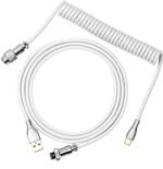 EPOMAKER Mix 1.8m Coiled Keyboard Cable, USB C to USB A TPU Cable for Mechanical Gaming Keyboard, with Detachable Metal Aviator for Custom Keyboard, White - Image 2