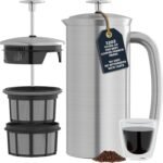 ESPRO P7 Brushed Stainless Steel French Press 304 – Patented Double Walled Micro-Filter Insulated French Press Coffee Maker, Grit-Free Brew - Heat Resistant BPA Free (32oz) - Image 2