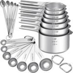 EWFEN Measuring Cups and Spoons Set, 7 Stainless Steel Nesting Measuring Cups & 7 Spoons, 5 Mini Measuring Spoons & 2 Detachable Rings, Kitchen Gadgets for Cooking & Baking, Round - Image 2