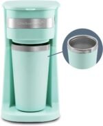 Elite Gourmet EHC113M Personal Single-Serve Compact Coffee Maker Brewer Includes 14Oz. Stainless Steel Interior Thermal Travel Mug, Compatible with Coffee Grounds, Reusable Filter, Mint - Image 2
