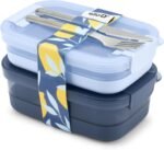 Ello 2-Pack Lunch Stack Plastic Food Storage Container Bento Box with Airtight, Leak-Proof Locking Plastic Lids and Silicone Base, BPA-Free, Freezer, Microwave, and Dishwasher Safe, Blueberry - Image 2