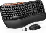 Ergonomic Wireless Keyboard and Mouse Combo, 2.4G Full Size Wave Key Board with Cushioned Palm Rest, Natural Typing, 3 DPI Adjustable Mouse, USB-A & C for Computer/Laptop/Mac/Tablet – Sablute - Image 2