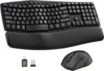 Ergonomic Wireless Keyboard and Mouse Combo, 30dB Quiet Full Size Keyboard Set with Wave Keys & Soft Palm Rest, Dual-System Switch for Windows/Mac, Ideal for Business Teams Home Office—Sablute - Image 2