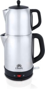 Ethniq TeaVibe Electric Turkish Tea Maker - Stainless Steel 120V Double Pot Kettle & Infuser, Boil-Dry Protection, Auto Shut-Off & Keep Warm Function, 1.7L Kettle + 1L Teapot Capacity - Image 2