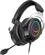 FIFINE RGB Gaming Headsets,Comfortable Over-Ear Headphones with Microphone,Wired Audio Jack Connection,Leather Passive-Noise-Cancelling Earcups,for PC PS4 PS5 Xbox Gamer Ampligame H3 - Image 2