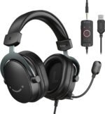 FIFINE Wired Gaming Headset, USB Headphone with 7.1 Surround Sound, Detachable Microphone, Control Box, 3.5mm Headphones Jack, Over-Ear Headset for PC/PS5/Xbox/Switch, Black-AmpliGame H9 - Image 2