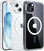 FNTCASE for iPhone 15 Case Clear: iPhone 14/13 Case Magnetic Phone Cases with Screen Protector Compatible with Magsafe Slim Anti Yellowing Rugged Protective Transparent Cell Cover (A-Clear) - Image 2