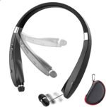 Foldable Bluetooth Headset, Beartwo Lightweight Retractable Bluetooth Headphones for Sports&Exercise, Noise Cancelling Stereo Neckband Wireless Headset (with carry case) - Image 2
